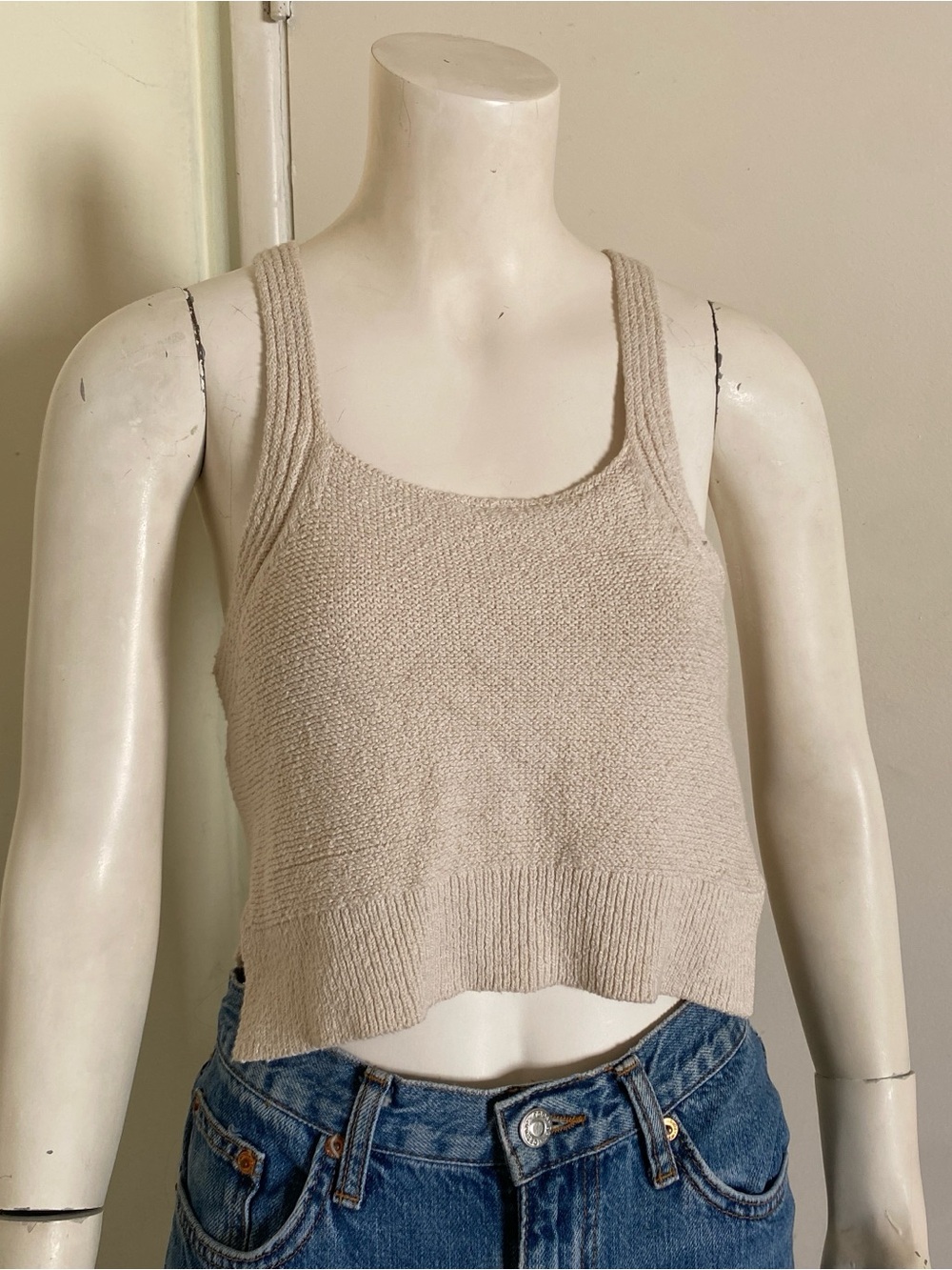 Anthropologie Beige Knit Racerback Tank